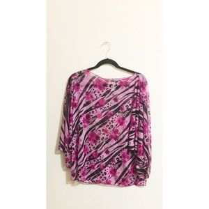 Pink Floral Animal Print Top by Carolyn Strauss
